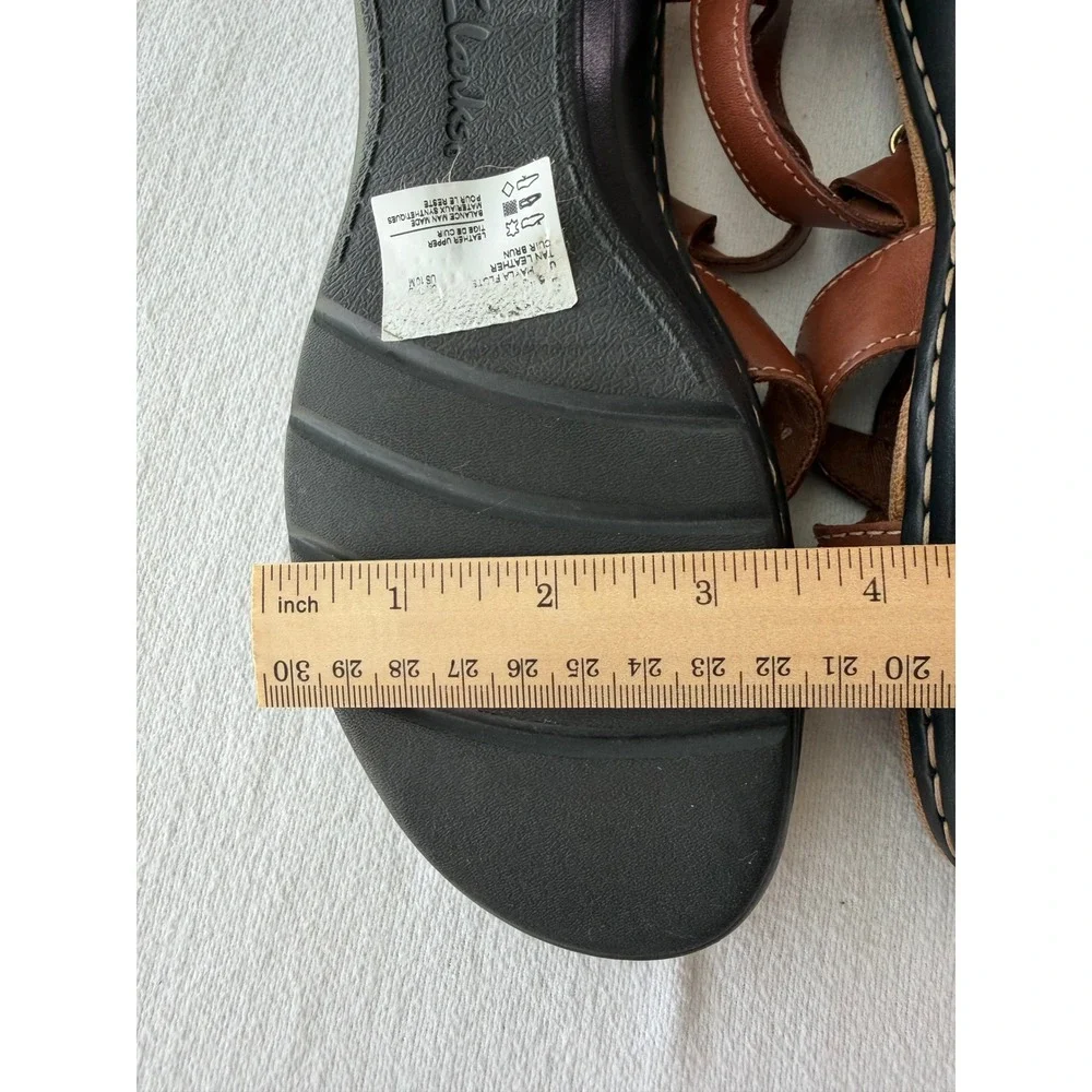 Clarks Collection Hayla Flute Brown Strappy Wedge Hook & Loop Sandals Womens 10M